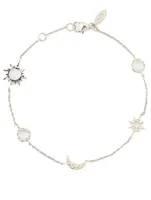 Micro Aztec Silver Starburst Link Bracelet With White Topaz