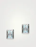 Classique Silver Melia Carré Stud Earrings With Blue Topaz