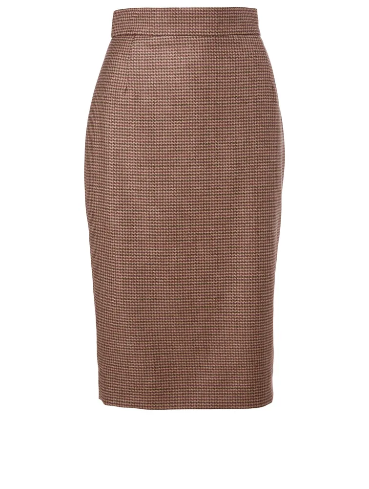 Cashmere Pencil Skirt Houndstooth Print