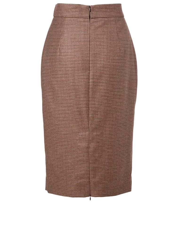 Cashmere Pencil Skirt Houndstooth Print