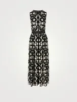 Wool And Silk Midi Dress Cubic Print