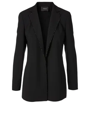 Wool Long Blazer With Beading