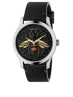 G-Timeless Stainless Steel Leather Strap Watch