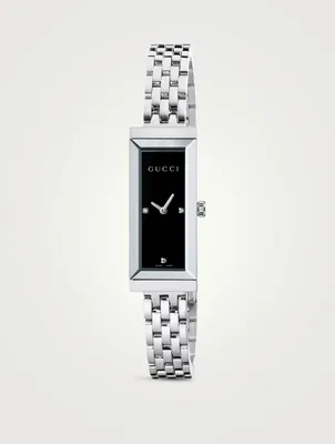 G-Frame Stainless Steel Bracelet Watch With Diamonds