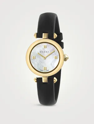 Diamantissima Leather Strap Watch With Mother Of Pearl