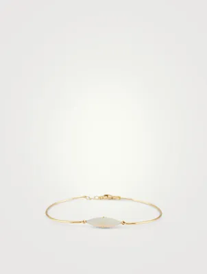18K Gold Bangle Bracelet With Marquise Opal