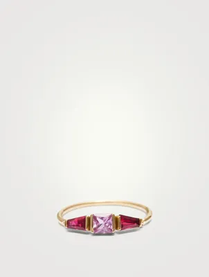 14K Gold Lacroix Ring With Pink Sapphire And Ruby