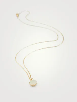 18K Gold Reversible Necklace With Opal And Diamonds
