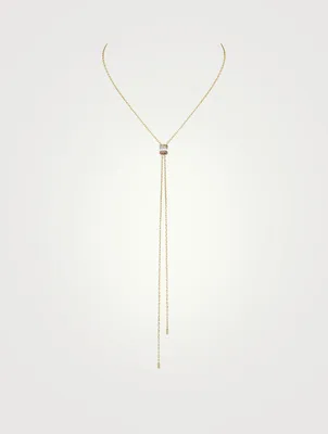 Small Quatre White Edition Tie Necklace With Ceramic And Diamonds