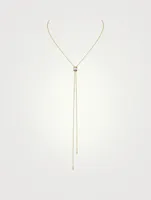 Small Quatre White Edition Tie Necklace With Ceramic And Diamonds