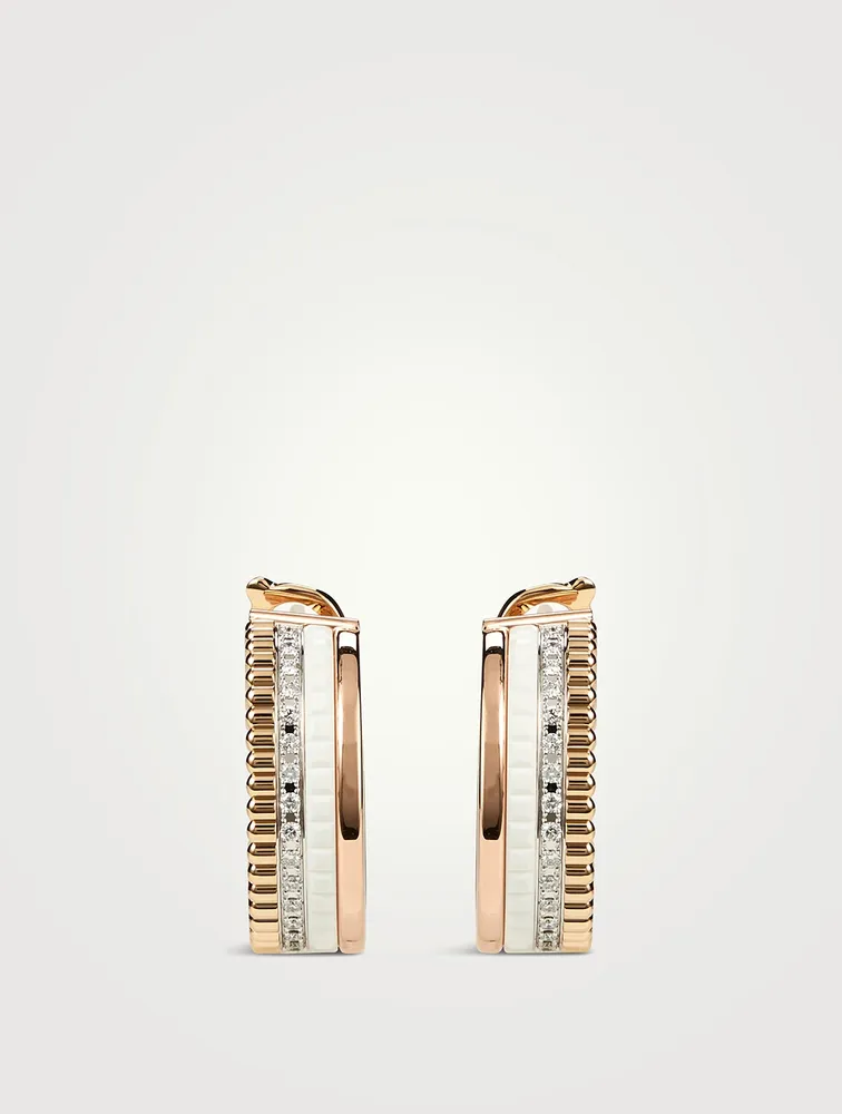 Quatre White Edition 18K Gold Hoop Earrings With Diamonds