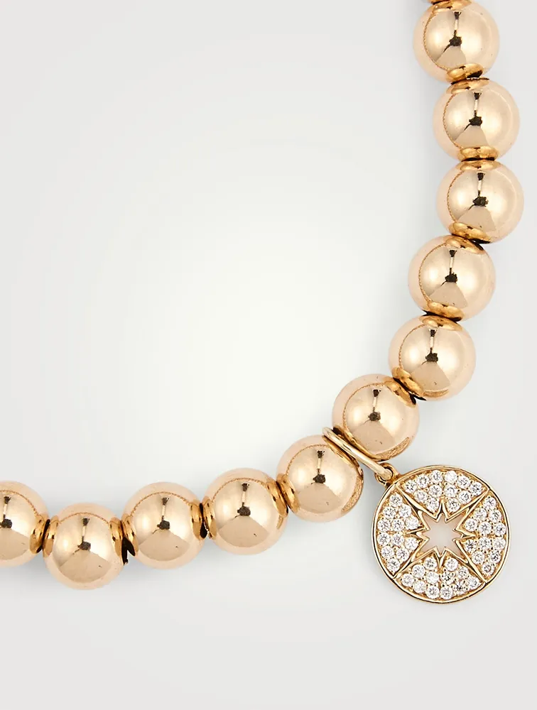 Beaded Bracelet With 14K Gold Diamond Starburst Charm