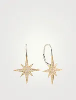 14K Gold Starburst Earrings With Diamonds