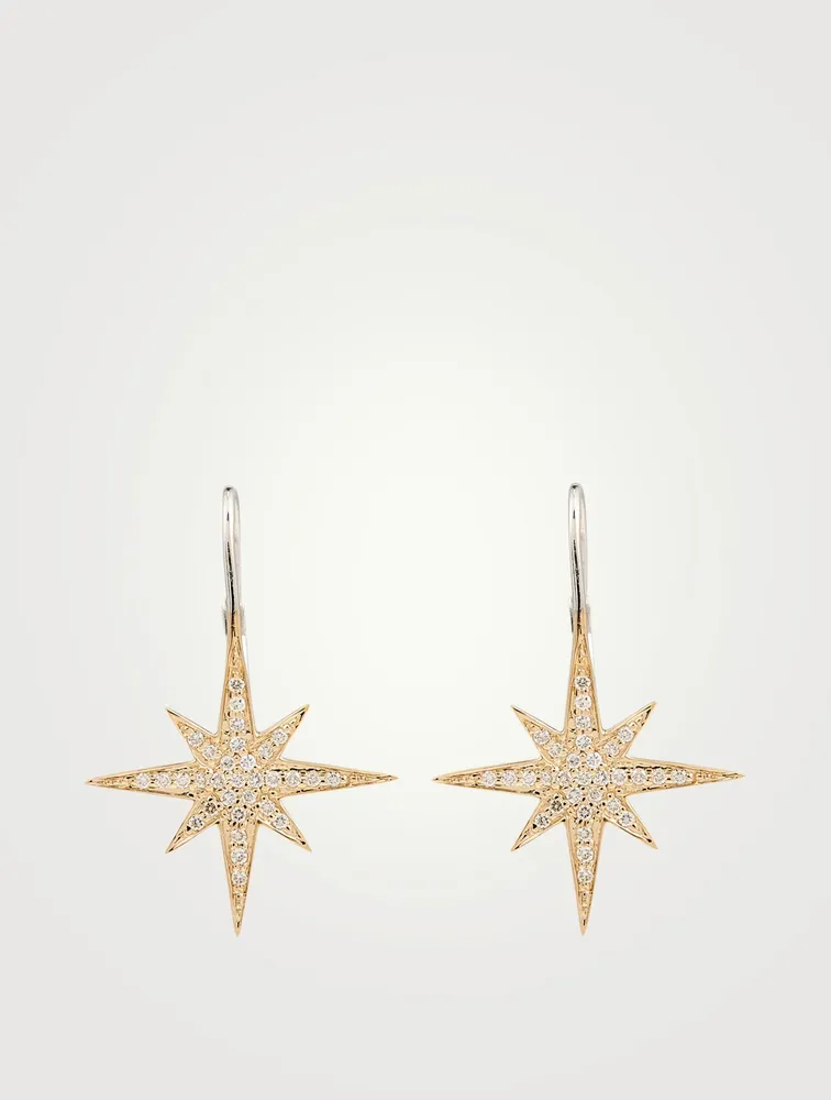 14K Gold Starburst Earrings With Diamonds