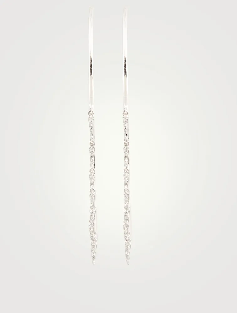 14K Gold Hoop Earrings With Diamond Fringe