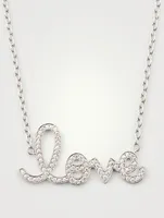 14K White Gold Love Necklace With Diamonds