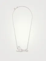 14K White Gold Love Necklace With Diamonds