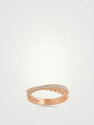 Bubbles 18K Rose Gold Stacked Ring With Diamonds