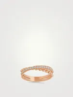 Bubbles 18K Rose Gold Stacked Ring With Diamonds