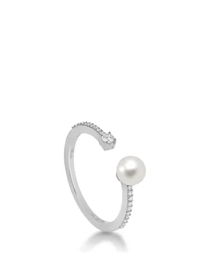 Spectrum 18K Gold Ring With Diamonds And Pearl