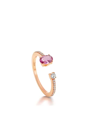 Spectrum 18K Rose Gold Ring With Diamonds And Pink Sapphire