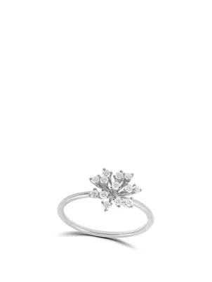 Luminus 18K White Gold Snowflake Ring With Diamonds