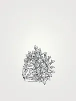 Luminus 18K White Gold Flower Ring With Diamonds