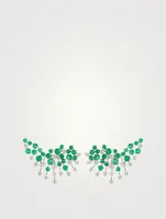 Luminus 18K White Gold Earrings With Diamonds And Emerald