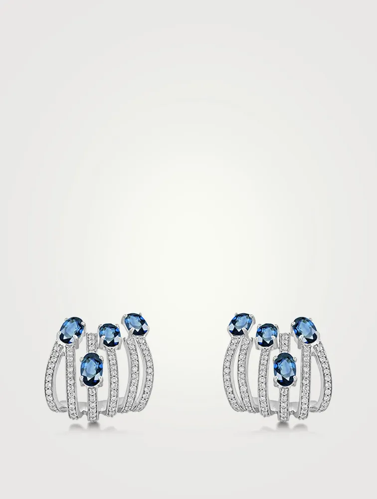 Spectrum 18K White Gold Earrings With Diamonds And Blue Topaz