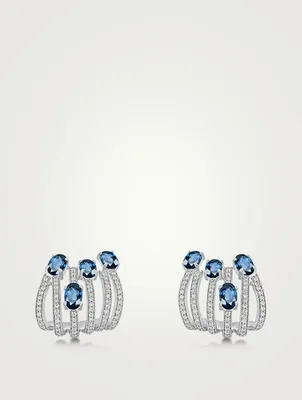 Spectrum 18K White Gold Earrings With Diamonds And Blue Topaz