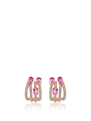 Spectrum 18K Rose Gold Earrings With Diamonds And Pink Sapphire