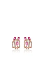 Spectrum 18K Rose Gold Earrings With Diamonds And Pink Sapphire