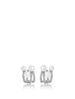 Spectrum 18K White Gold Earrings With Diamonds And Pearl