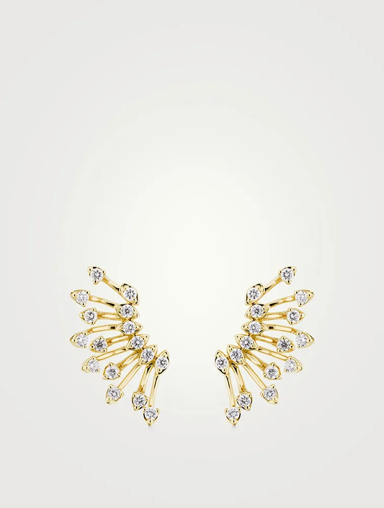 Luminus 18K Gold Crawler Earrings With Diamonds