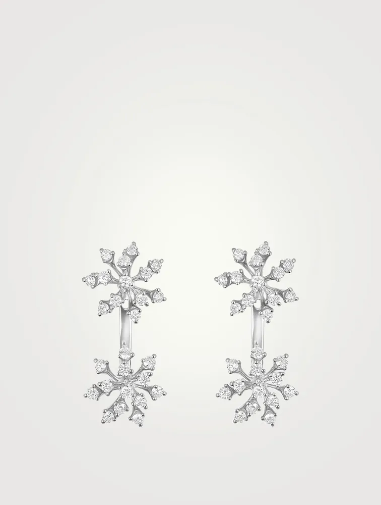 Luminus 18K Gold Double Snowflake Earrings With Diamonds