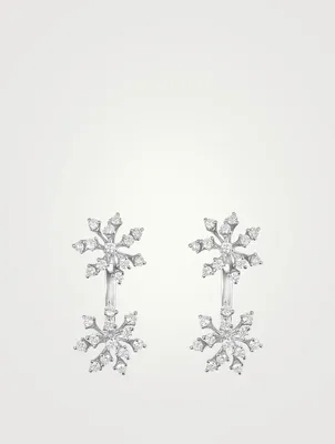 Luminus 18K Gold Double Snowflake Earrings With Diamonds