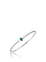 Spectrum 18K White Gold Bangle Bracelet With Diamonds And Emerald