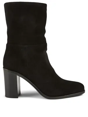 Scrunch Suede Heeled Ankle Boots