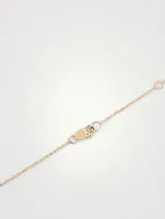 Micro Aztec 14K Gold Starburst Necklace With Clear Topaz