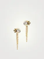 Bonheur Gold Chain Earrings With White Topaz