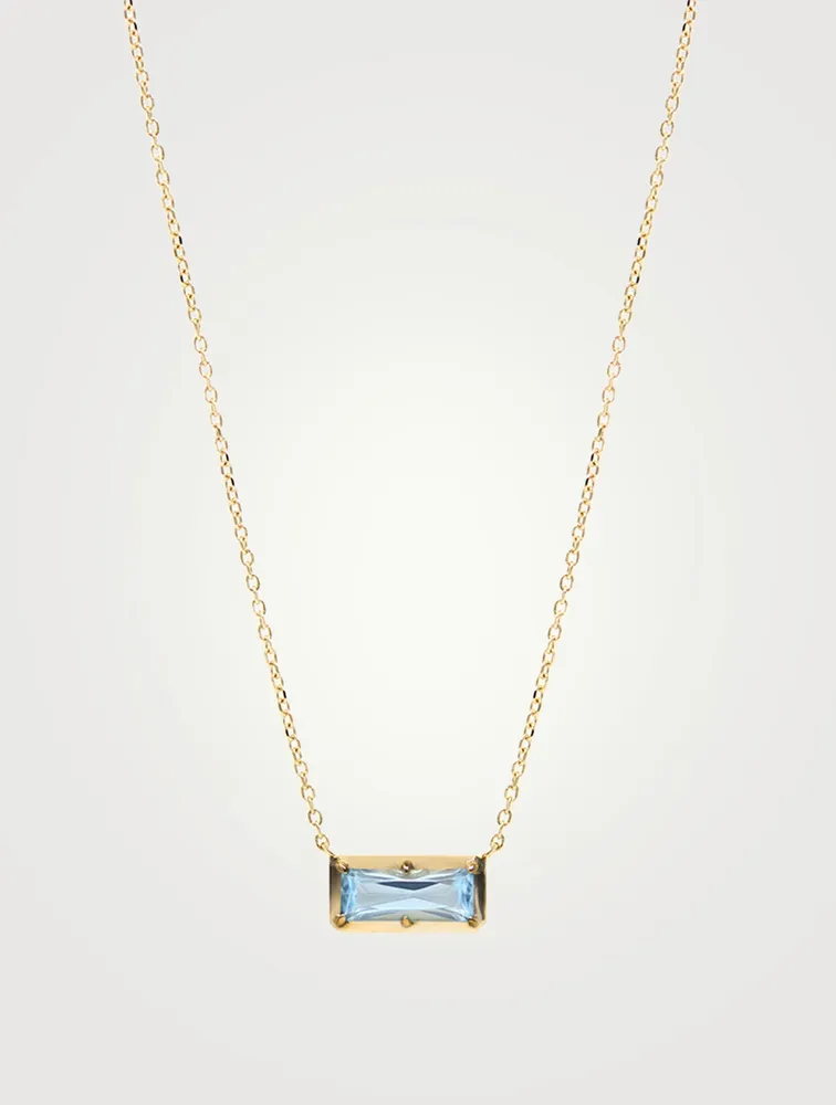 Classique 14K Gold Melia Carré Necklace With Blue Topaz