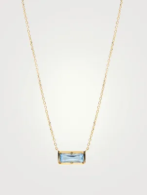 Classique 14K Gold Melia Carré Necklace With Blue Topaz