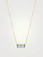 Classique 14K Gold Melia Carré Necklace With Blue Topaz