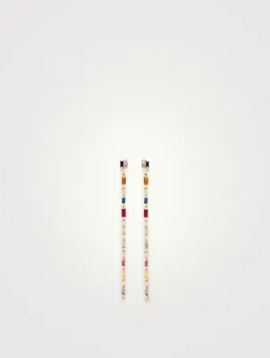 Rainbow Fireworks Drop Earrings Diamonds And Sapphires