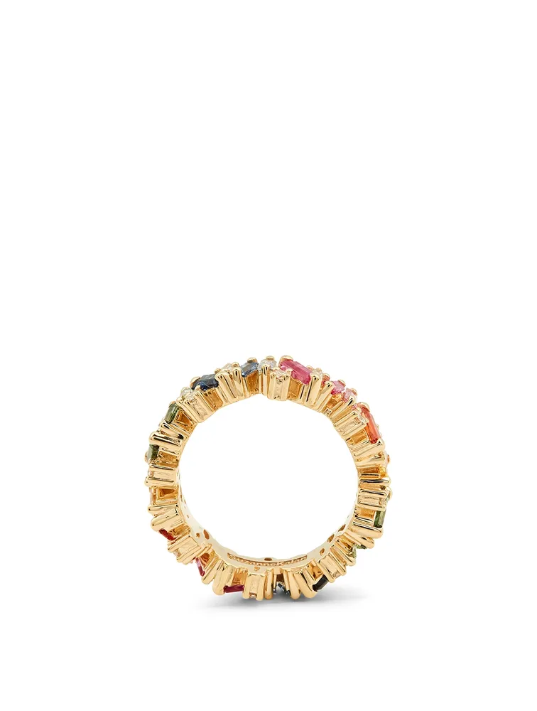 Rainbow Fireworks 18K Gold Frenzy Eternity Band With Sapphires And Diamonds