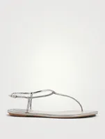 Diana Flip Crystal Satin And Metallic Leather Thong Sandals