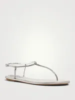 Diana Flip Crystal Satin And Metallic Leather Thong Sandals