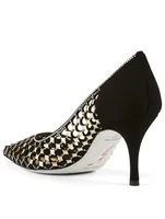 Caterina Cutout Crystal Suede Pumps