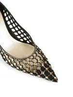 Caterina Cutout Crystal Suede Pumps