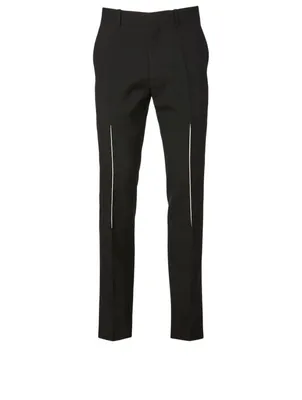 Wool Gabardine Pants With Slashed Detail